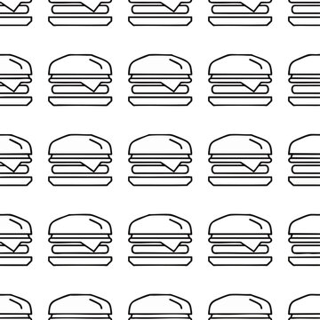 Minimalist hand-drawn outline cheeseburger icons in blue, concept for fast food branding, digital menu design, and casual snack illustration