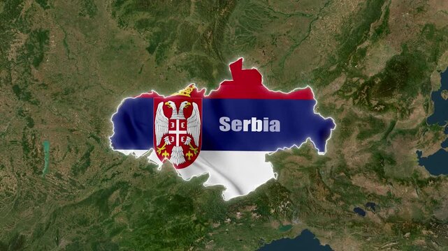 Serbia 3D 4K Map Animation with National Flag Political and Geographic Borders
