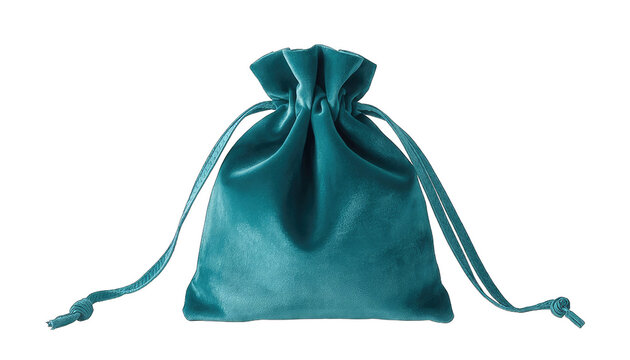 Elegant teal velvet drawstring bag for jewelry, gifts, or small items on PNG background