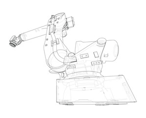 Fototapeta premium industrial robotic arm wireframe. Vector