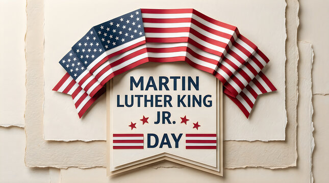 Martin luther king jr day banner with american flag ribbon design for national holiday celebration
