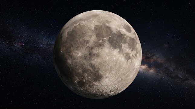 The Moon, Earth's Natural Satellite, Illuminates the Night Sky Amidst a Galaxy of Stars