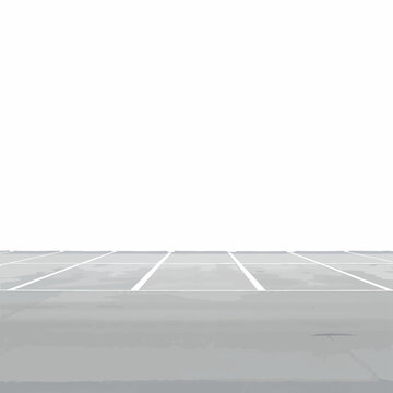 Empty parking lot with white lines on gray asphalt