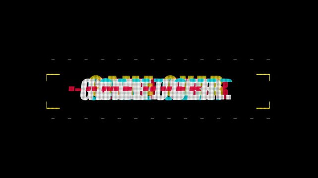 Retro Arcade Game Over Pixel Screen Motion Graphic 8 Bit LED HUD Display Cyber Gaming Overlay 4K 60FPS Video Footage