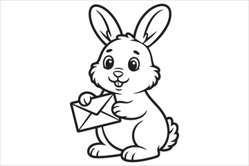 Fototapeta premium Cute Easter Bunny with Egg, Gift and Basket Cartoon Vector Illustration, Adorable Spring Holiday Character Design, Fun Greeting Card Artwork for Children and Family Celebration