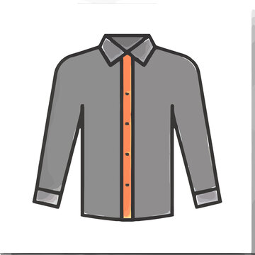 Grey long-sleeved shirt with orange placket