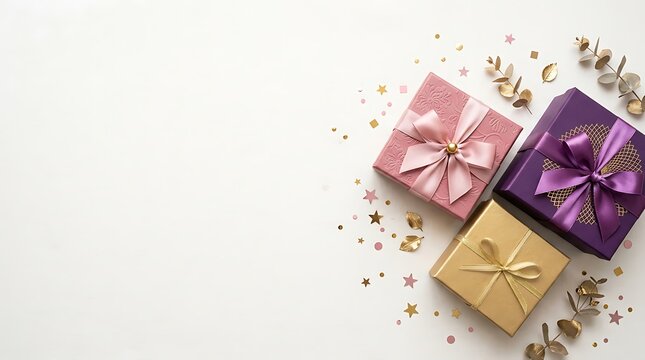 A beautifully arranged collection of pastel colored gift boxes with delicate ribbons perfect for celebrations special occasions and expressing heartfelt sentiments to loved ones