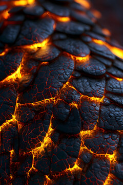 Obsidian Fire Dragon Scale Fantasy Background Showing Glowing Lava beneath Black Armor for Fantasy Poster Design