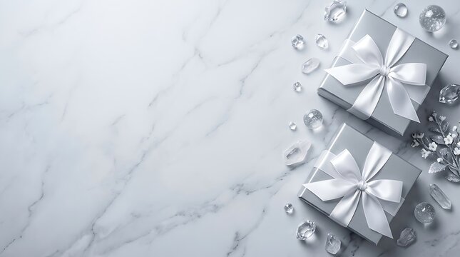 A beautifully presented gift box with a delicate ribbon and shimmering accents perfect for celebrations and expressing heartfelt emotions through a thoughtful present