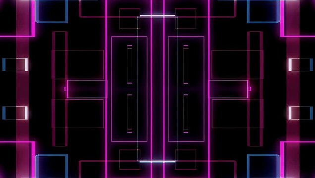Abstract corporate background loop in ultra-sharp 4K utilizing a dark geometric grid arrangement enhanced with faint neon glitters and sharp lines to depict a modern digital tech enterprise