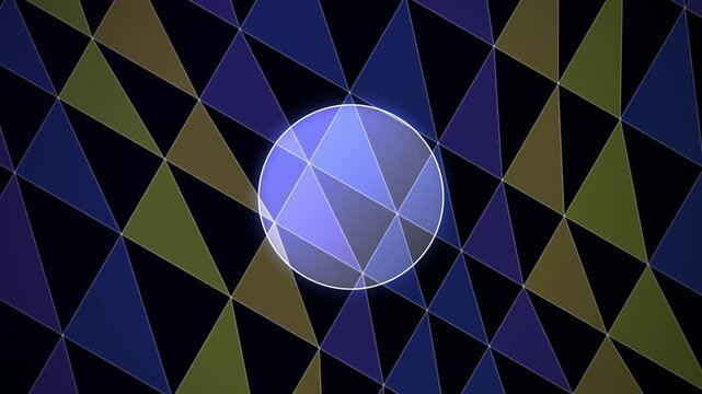 Abstract Geometric Background with Glowing Blue Circle and Polygon Triangle Mesh Pattern for Modern Technology Design