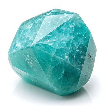 Faceted turquoise aquamarine gemstone with translucent icy texture