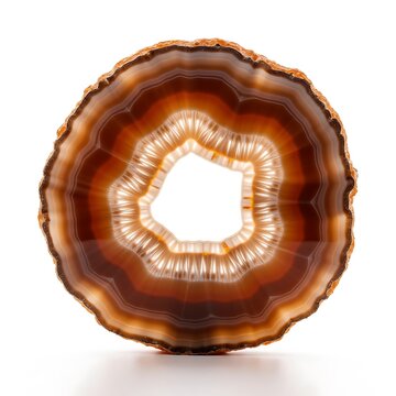 Brown agate slice with natural concentric banded pattern