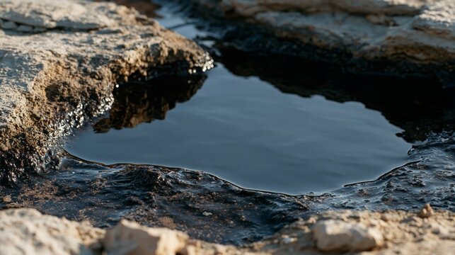 still crystalline rock pool in northern chile at dawn