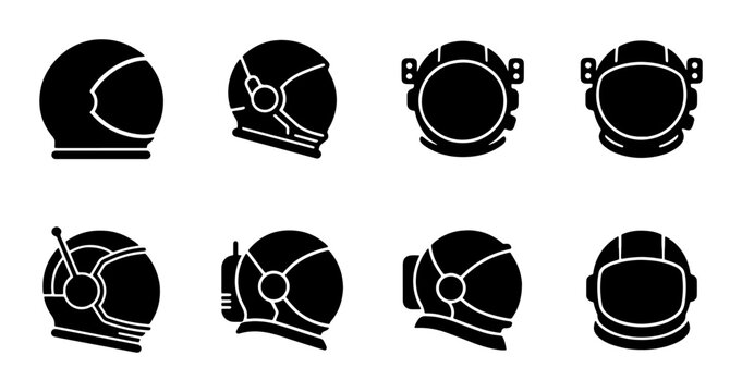 Astronaut Helmets, Space Exploration Gear, Sci-Fi Headwear Icons, Cosmic Adventure Equipment Set