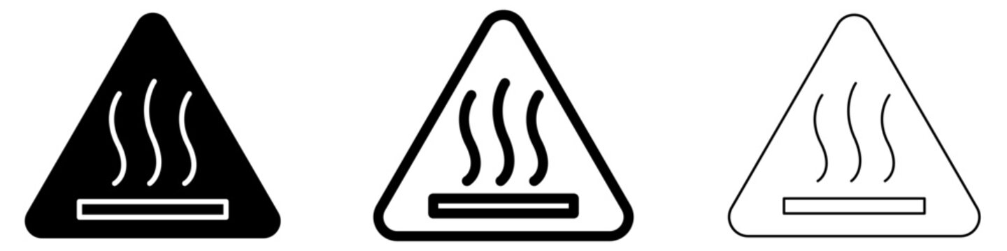 Warning hot surface mixed icon with heat and steam