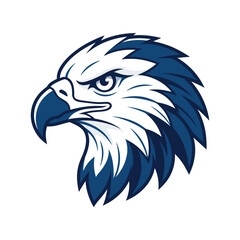 Fototapeta premium Bald eagle head mascot design with bold blue and white colors for professional team logos