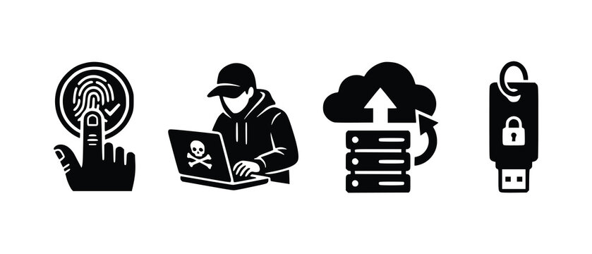 Cybersecurity Vector Icon Set, Network Security, Data Protection, Privacy, VPN, Firewall and Secure Digital Technology Icons