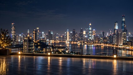 Fototapeta premium Modern City Skyline at Night for New Year Celebration Background