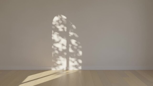 Sunlight pattern on a wall in an empty room