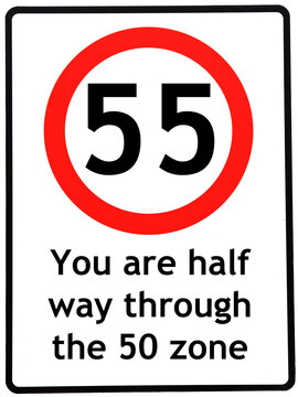 A birthday concept made as a road sign illustrating someone reaching their 55th birthday