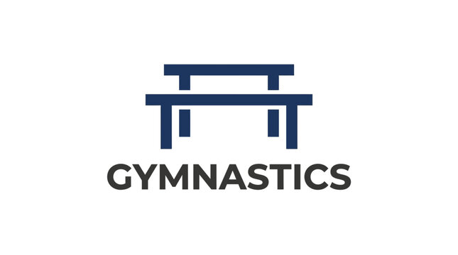 Gymnastics parallel bars icon with text.