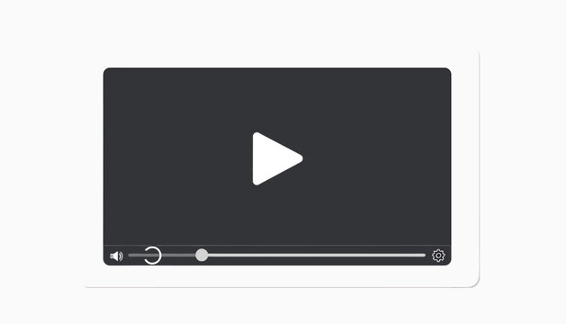Black video player interface with play button and progress bar