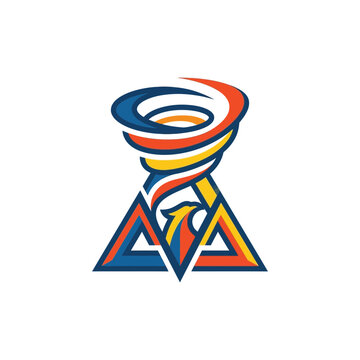 Majestic Eagle Head Combined with Dynamic Tornado Vortex and Triangle Shape Logo