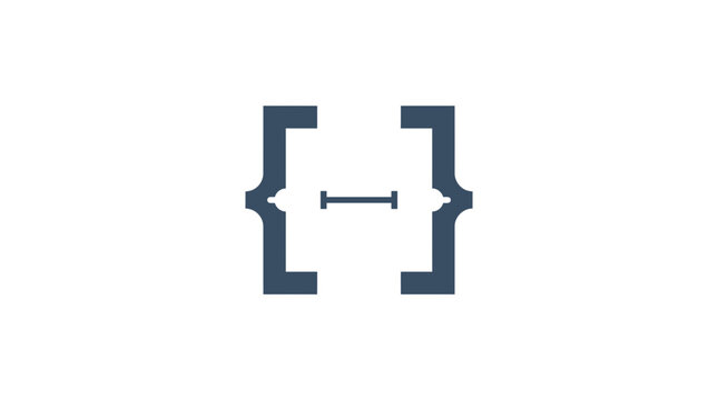 Technical square brackets icon with measurement line.