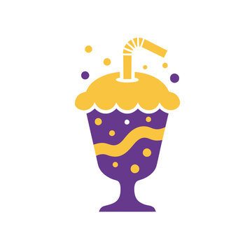 Stylized drink with straw and bubbles