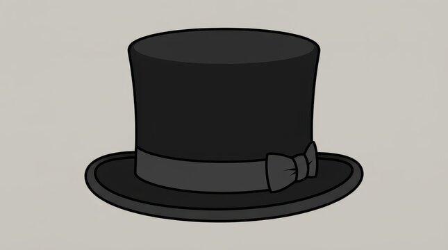 Black top hat with ribbon and bow