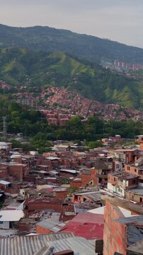 Panoramic view of comuna 13 in medellin colombia