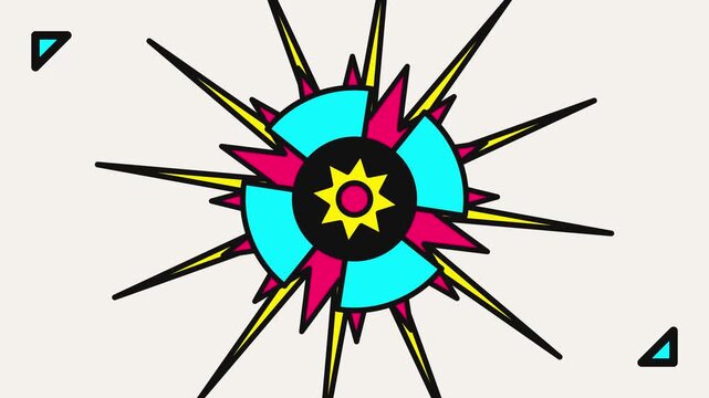 Animated Radiant Starburst Symbol Evolution Loop