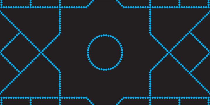 Modern cyan dotted islamic geometric pattern with octagram star and square ornament.