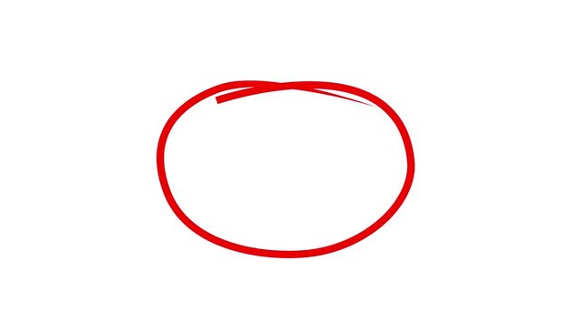 Red Hand-Drawn Marker Circle Highlight and Underline Scribble Animation on white Background, Dynamic Doodle Stroke Motion Graphic for Emphasis and Focus