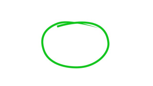 green Hand-Drawn Marker Circle Highlight and Underline Scribble Animation on white Background, Dynamic Doodle Stroke Motion Graphic for Emphasis and Focus