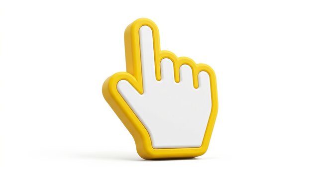 3D illustration of a hand cursor pointer icon on a white background.