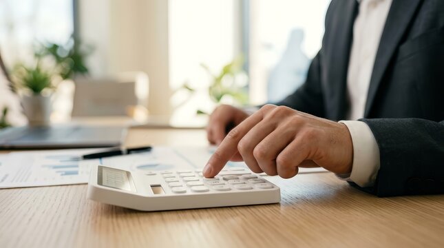 Financial professionals calculating personal taxes for their clients using a calculator.