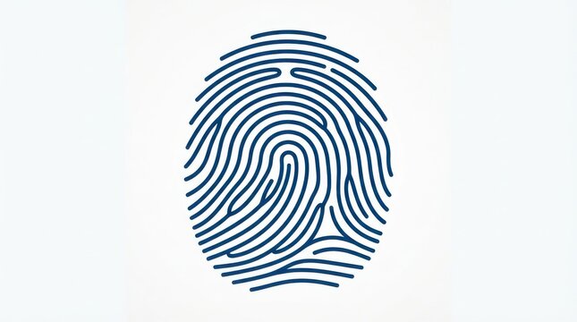 Blue fingerprint icon graphic symbol