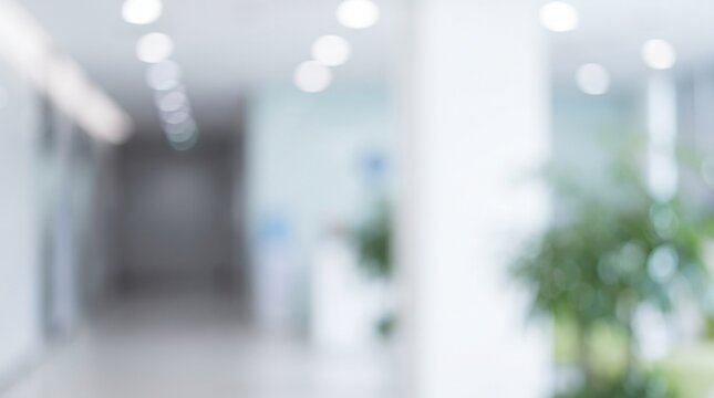Abstract blurred background of modern hospital corridor or office interior