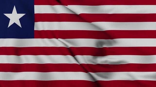 4K animation of the Liberian national flag waving in the wind