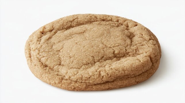 Crunchy circular biscuit on plain white background