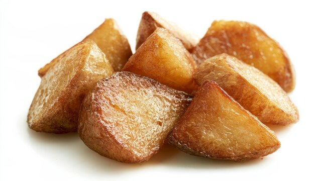 Crispy potato fries, oven-baked goodness, isolated on white