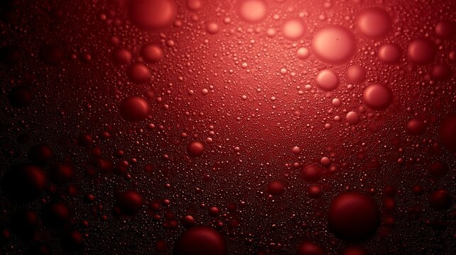 Crimson liquid drops on plain surface