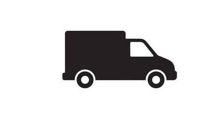 Obraz premium Delivery van side view depicted as a black silhouette