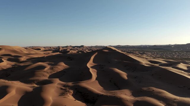 Aerial View of Tengger Desert Dunes at Sunset