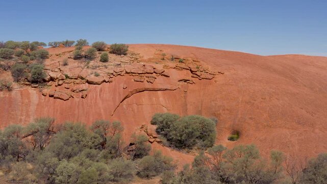 Close-up of a monolith in the outback, Aerial View, Walga Rock, cue, western australia, australia