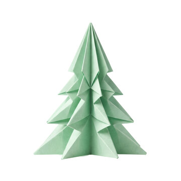 Pastel green origami folded paper Christmas tree figurine
