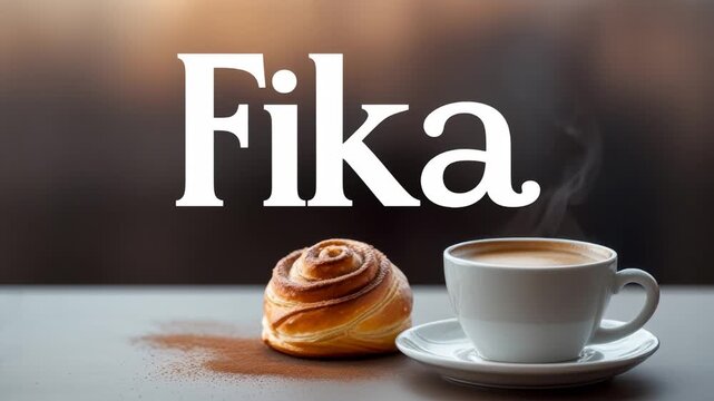Fika Swedish custom scheduled break during day to chat over cup of coffee and cake AI Generative