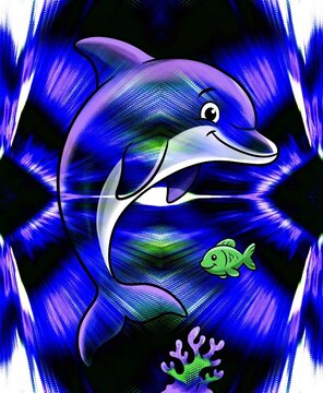 un delfin y su amigo pez